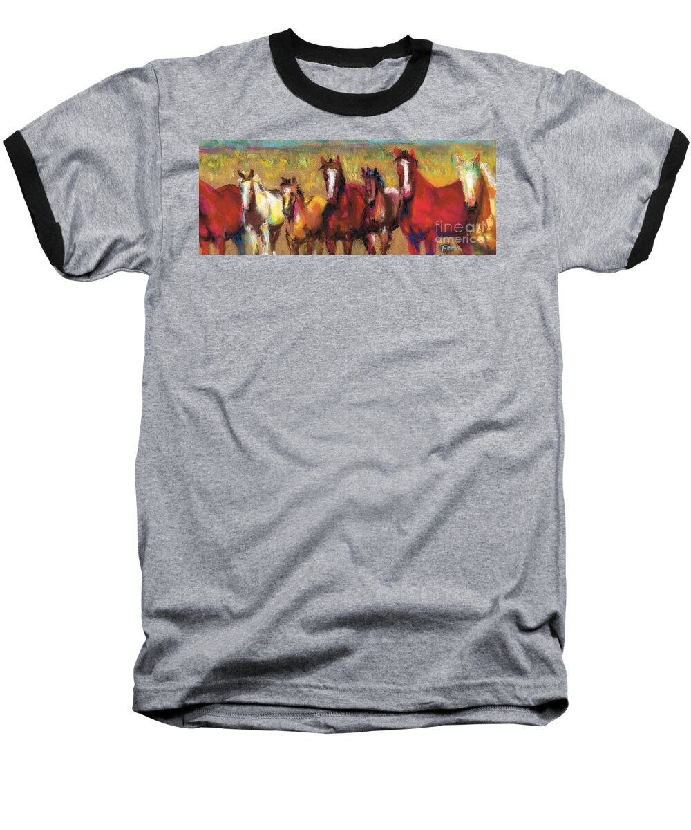 Horses Baseball T-Shirt featuring the painting Mares and Foals by Frances Marino