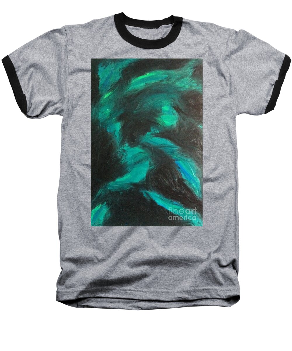 Aurora Borealis Baseball T-Shirt featuring the painting Northern Light #2 by Jacqueline McReynolds