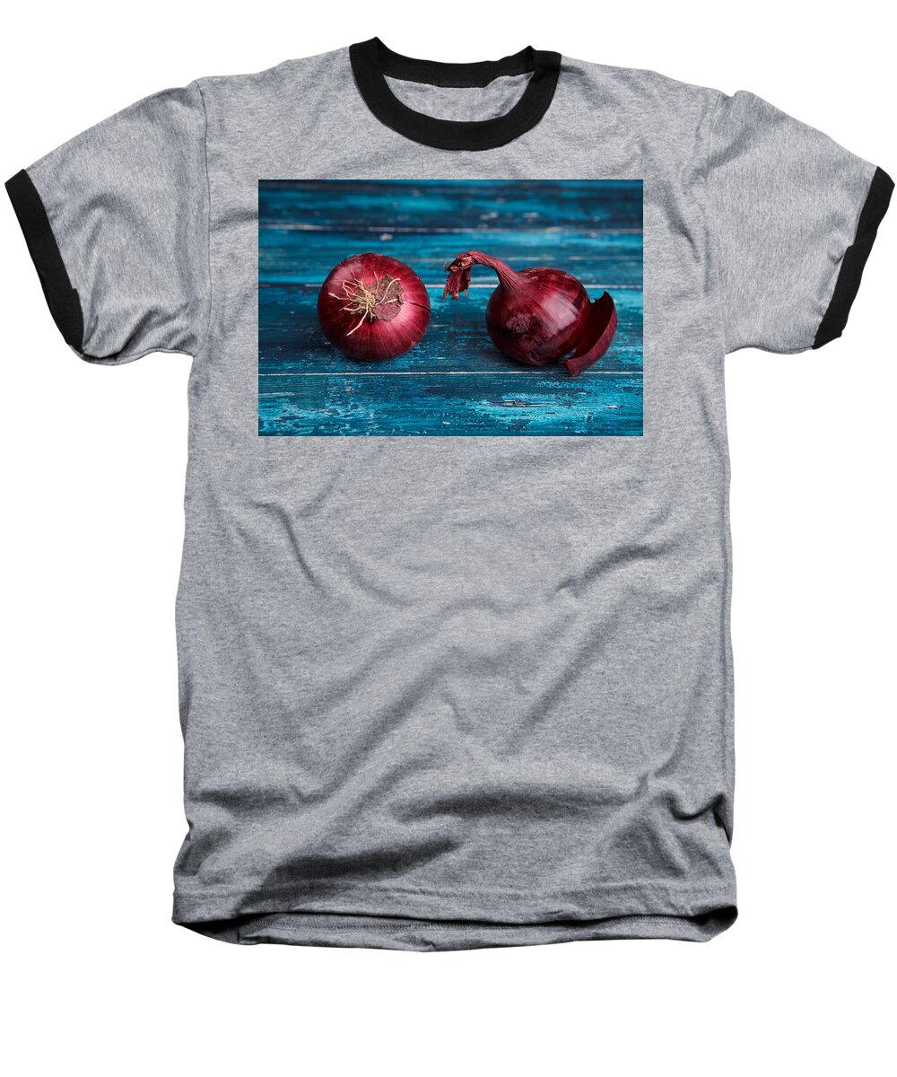 Onion Baseball T-Shirt featuring the photograph Red Onions #2 by Nailia Schwarz