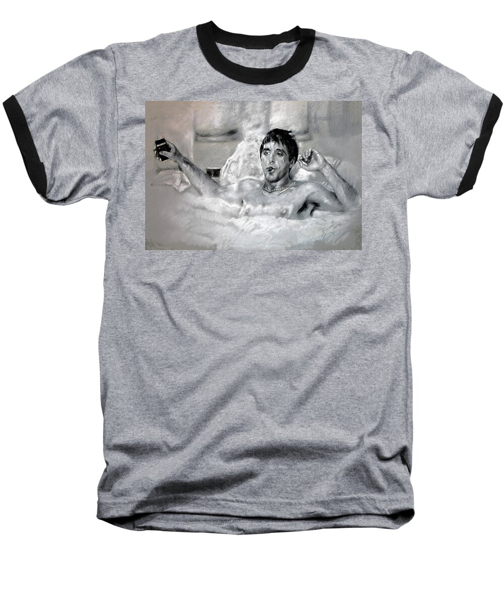 Scarface Baseball T-Shirt featuring the drawing Scarface #2 by Viola El