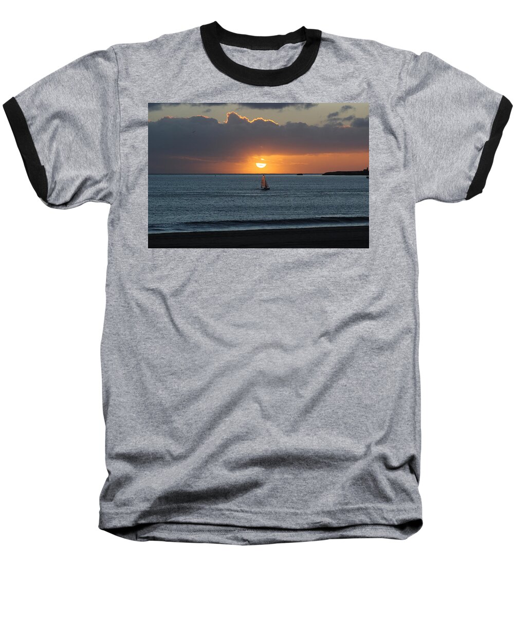 Sailing Baseball T-Shirt featuring the photograph Sunset Sail #2 by Deana Glenz
