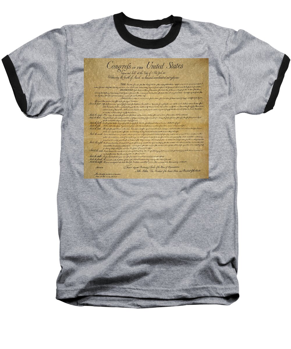 1789 Baseball T-Shirt featuring the glass art The Bill Of Rights, 1789 #4 by Granger