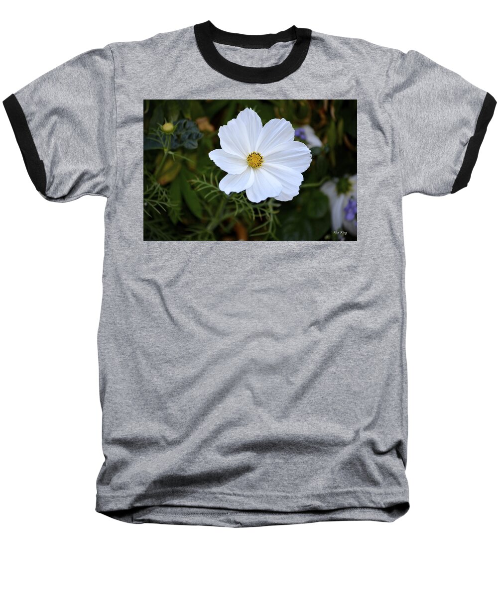White Flower Baseball T-Shirt featuring the photograph White Flower #1 by Alex King