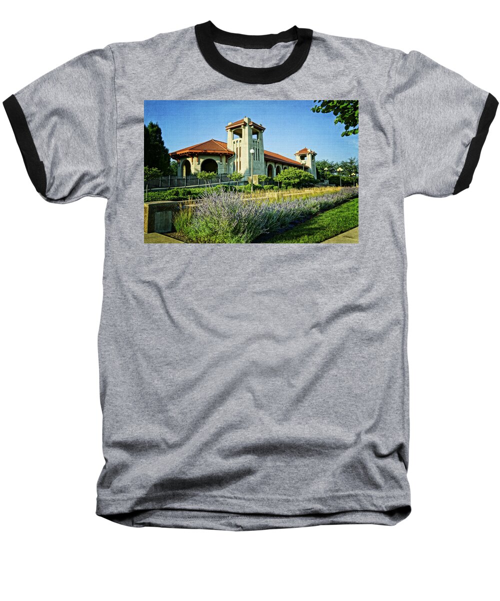 World's Fair Baseball T-Shirt featuring the photograph World's Fair Pavilion at Forest Park St Louis #3 by Greg Kluempers