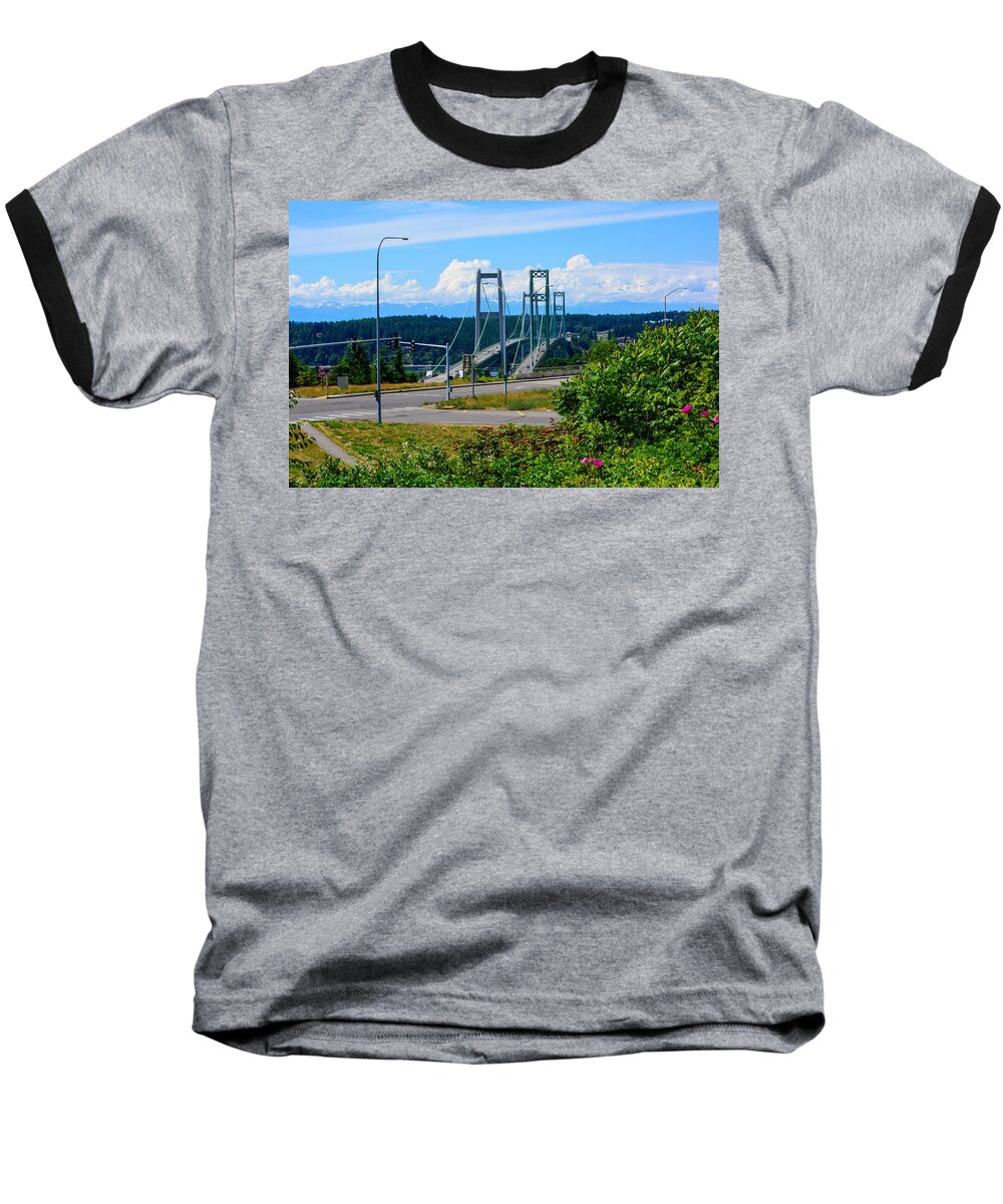 Landscape Baseball T-Shirt featuring the photograph 2013 Tacoma Narrows Bridge by Tikvah's Hope