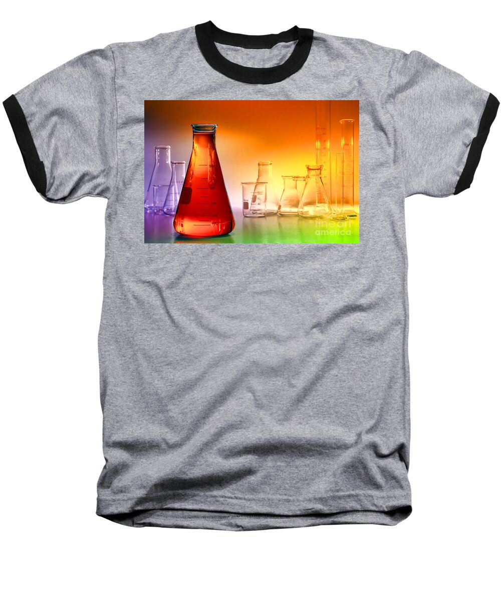 Flask Baseball T-Shirt featuring the photograph Laboratory Equipment in Science Research Lab #21 by Science Research Lab