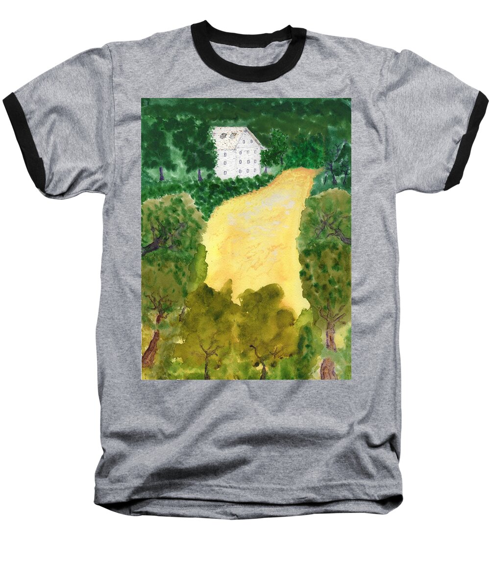 Jim Taylor Baseball T-Shirt featuring the painting 21 Room House on Golden Lake Dream by Jim Taylor