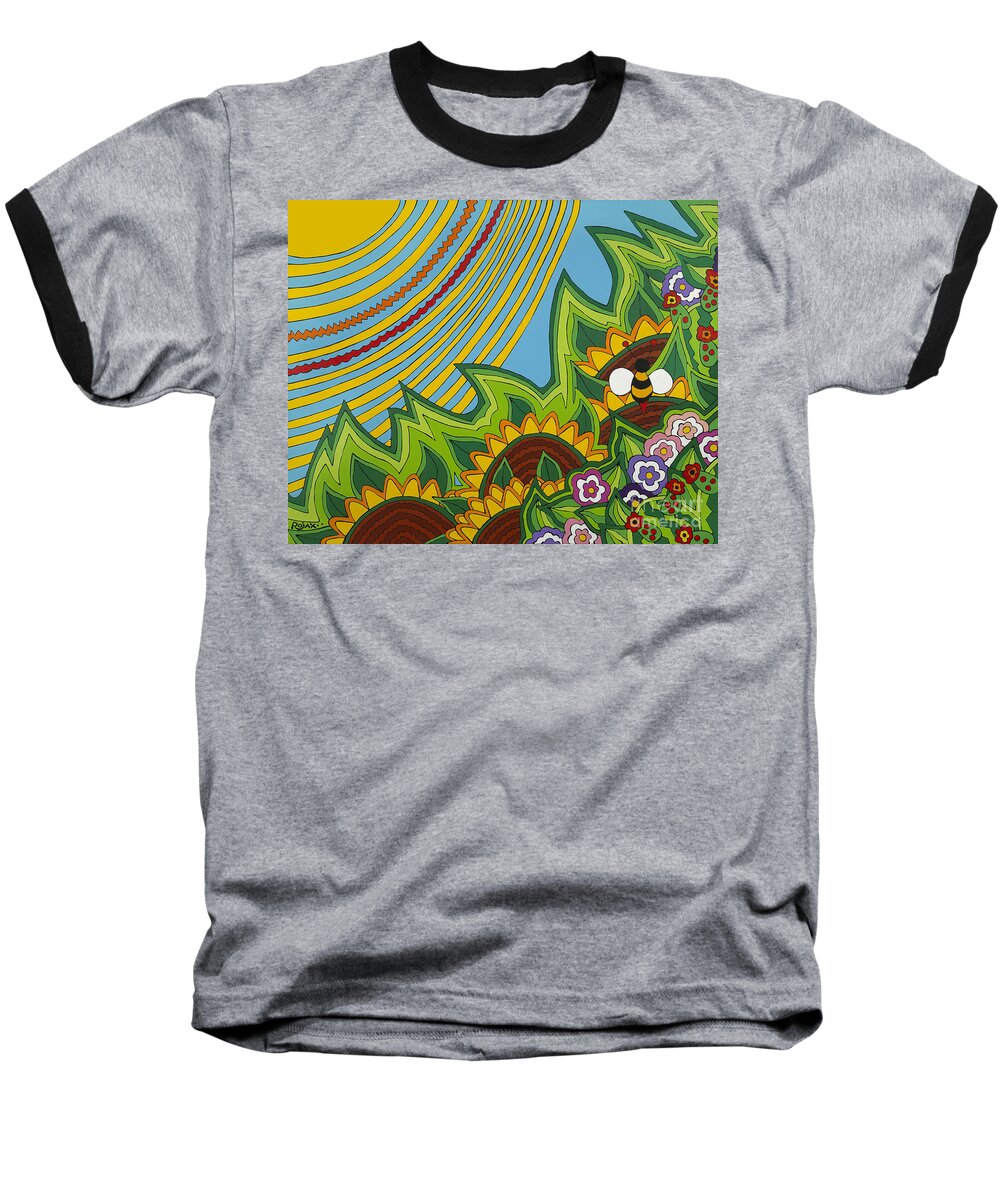 Sun Baseball T-Shirt featuring the painting Sunflowers by Rojax Art