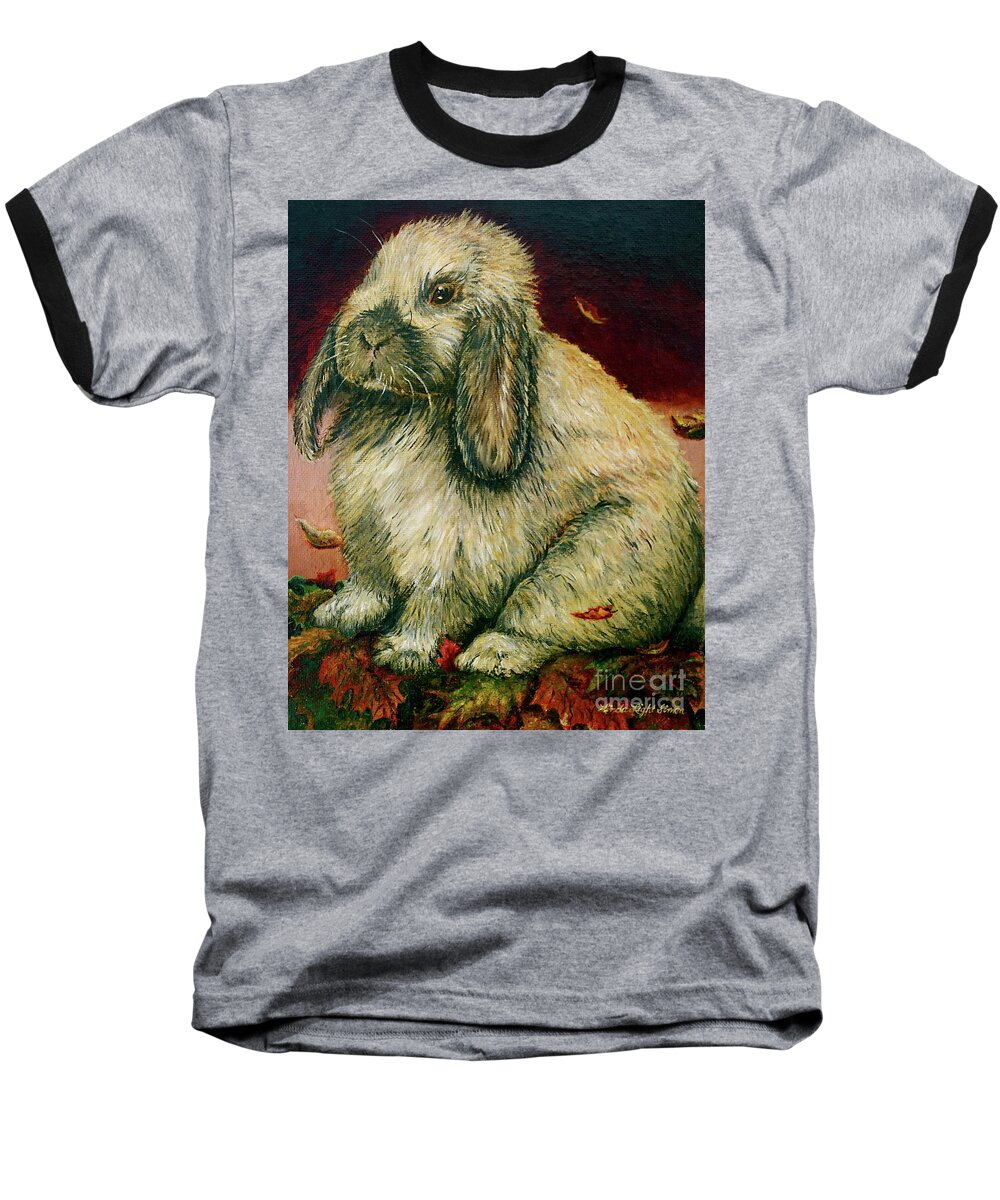 Linda Simon Baseball T-Shirt featuring the painting Some Bunny is a Honey by Linda Simon