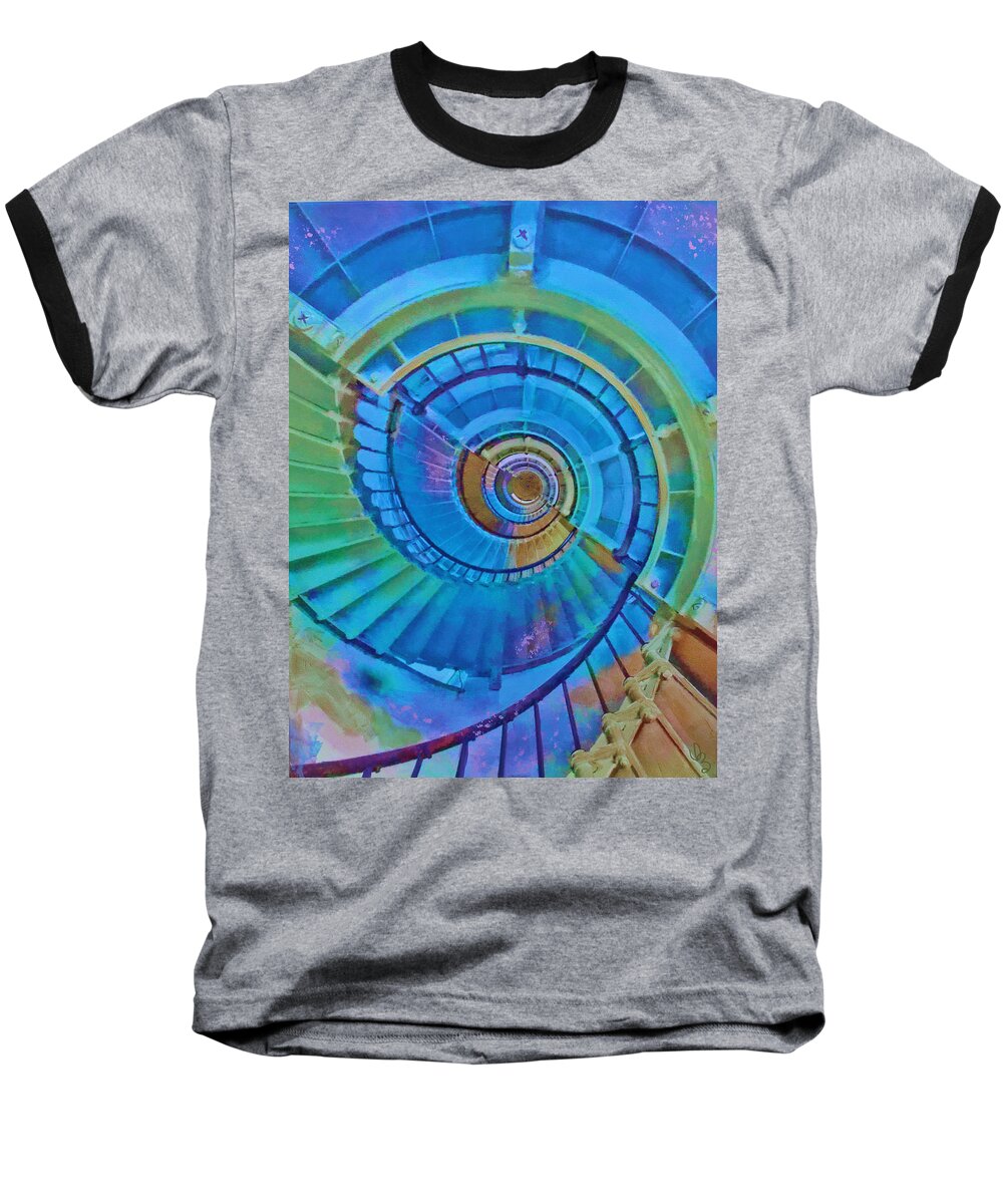Stairs Baseball T-Shirt featuring the painting Stairway To Lighthouse Heaven by Deborah Boyd
