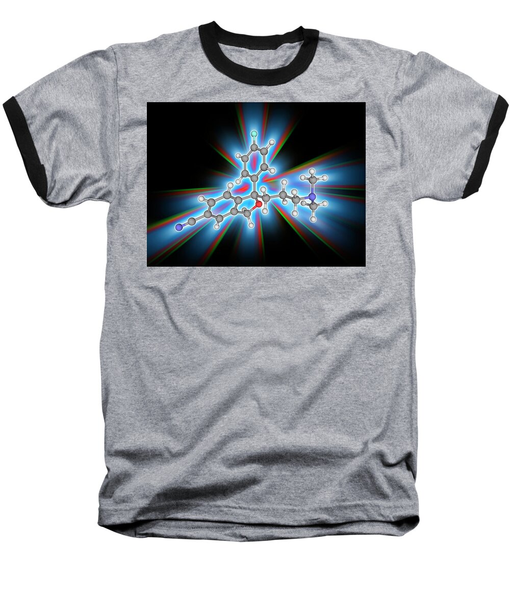 Antidepressant Baseball T-Shirt featuring the photograph Citalopram Drug Molecule by Laguna Design