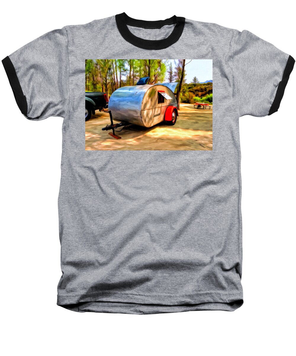 Vintage Travel Trailer Baseball T-Shirt featuring the painting 47 Teardrop by Michael Pickett