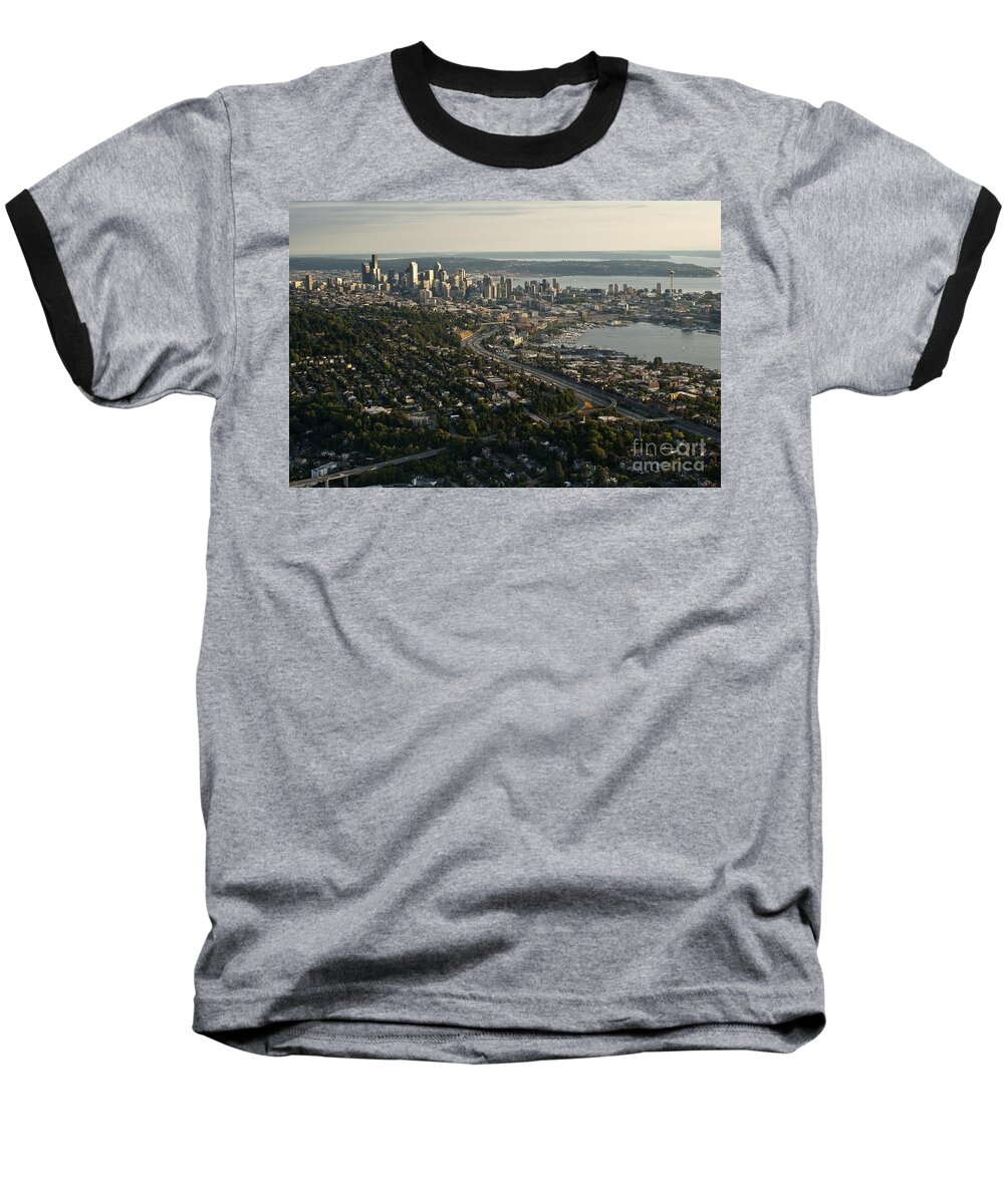 Capitol Hill Baseball T-Shirt featuring the photograph Aerial view of Seattle #5 by Jim Corwin