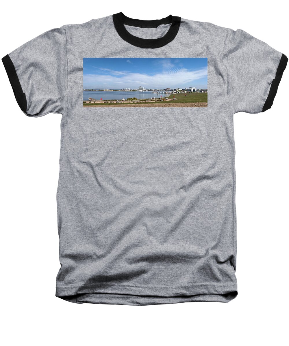 Cardiff Bay Baseball T-Shirt featuring the photograph Cardiff Bay Panorama #5 by Steve Purnell