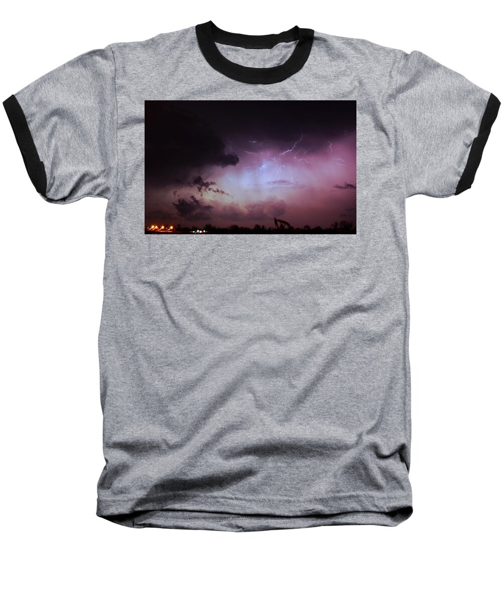 Stormscape Baseball T-Shirt featuring the photograph Our 1st Severe Thunderstorms in South Central Nebraska #3 by NebraskaSC