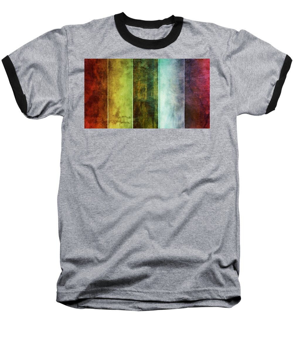 Abstract Baseball T-Shirt featuring the mixed media 5 Wind by Angelina Tamez