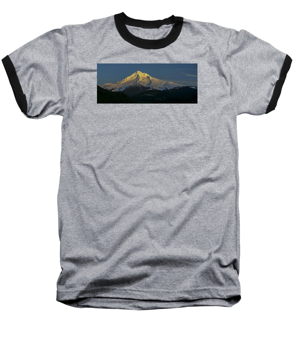 Mt Hood Baseball T-Shirt featuring the photograph Mt Hood Alpenglow by Albert Seger