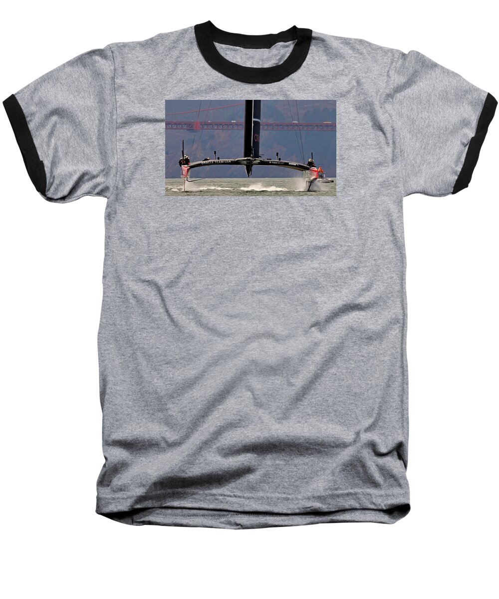 Oracle Baseball T-Shirt featuring the photograph America's Cup San Francisco #33 by Steven Lapkin