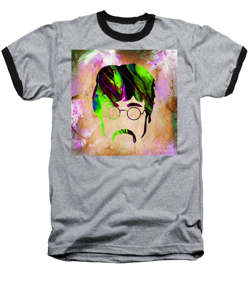 John Lennon Painting Baseball T-Shirt featuring the mixed media John Lennon Collection #37 by Marvin Blaine