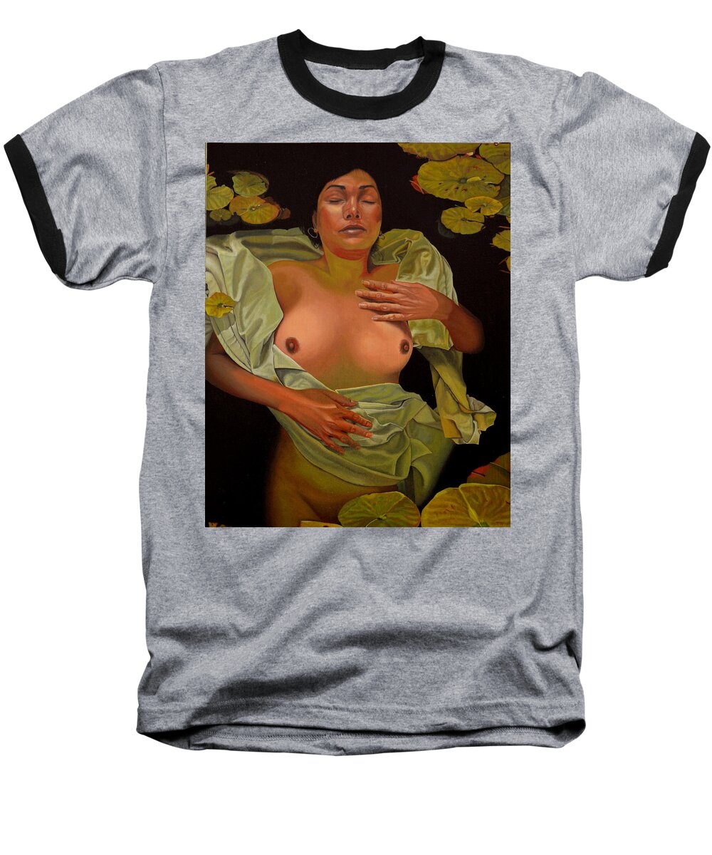 Conceptual Baseball T-Shirt featuring the painting 8 30 A.m. by Thu Nguyen
