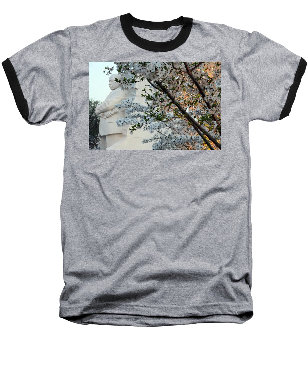 Martin Luther King Baseball T-Shirt featuring the photograph A Cherry Blossomed Martin Luther King by Cora Wandel