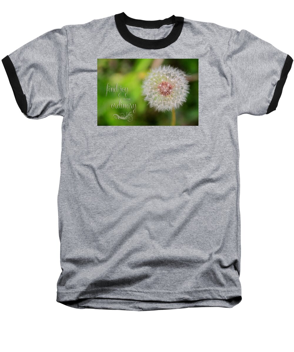 Flower Artwork Baseball T-Shirt featuring the photograph A Dandy Dandelion with Message by Mary Buck