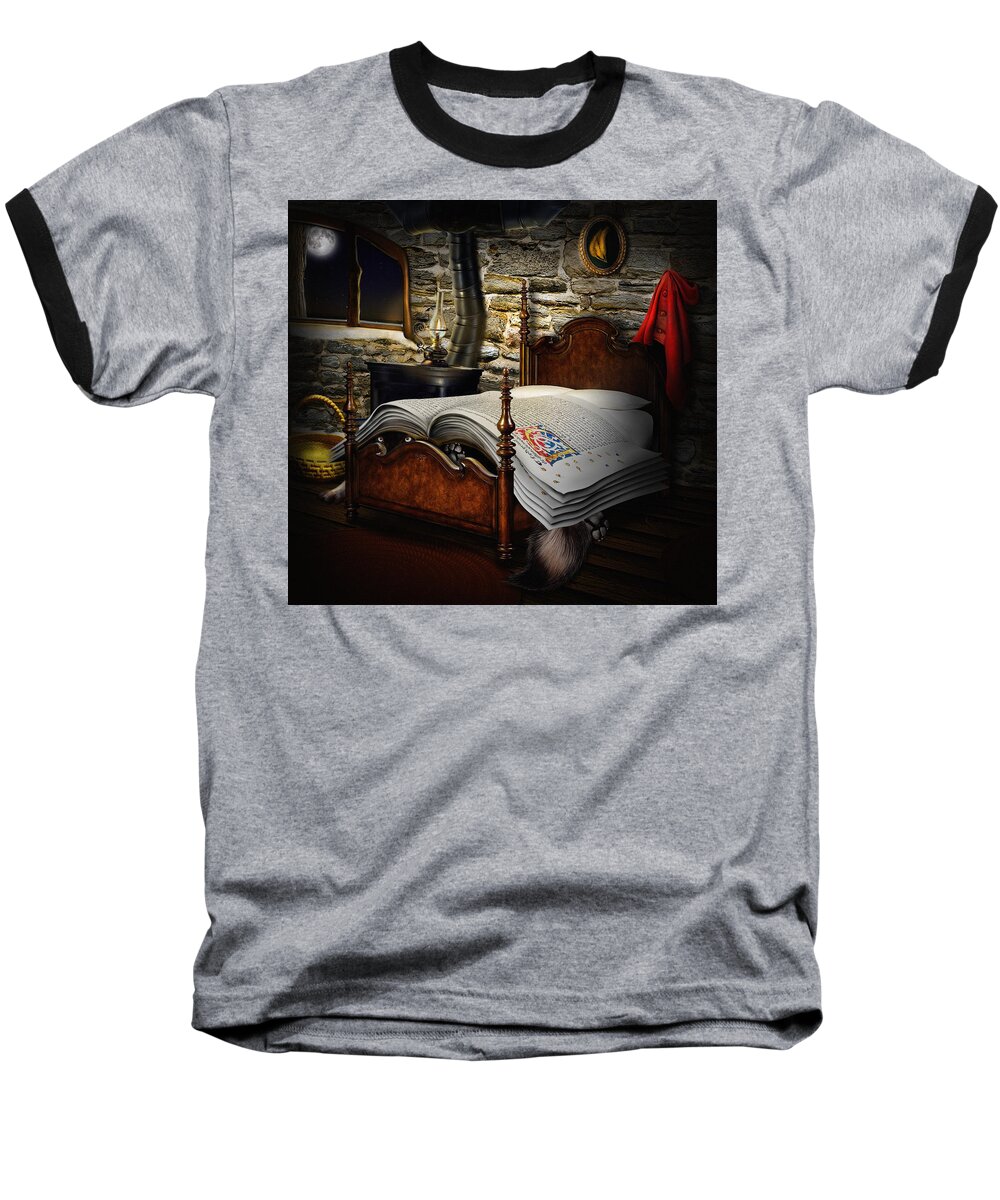 Little Red Cap Baseball T-Shirt featuring the digital art A fairytale before sleep by Alessandro Della Pietra