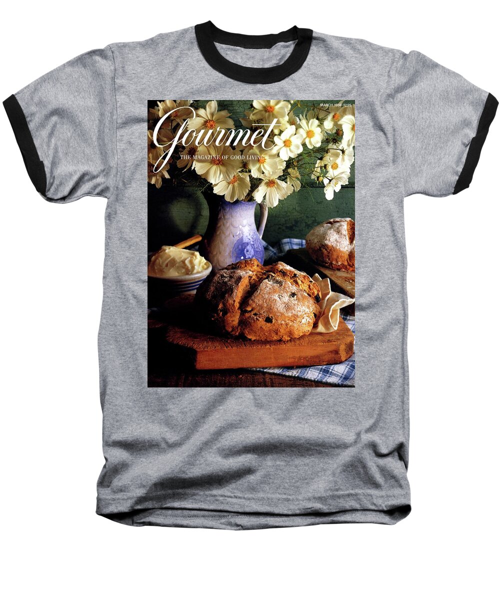 Food Baseball T-Shirt featuring the photograph A Gourmet Cover Of Bread And Flowers by Romulo Yanes