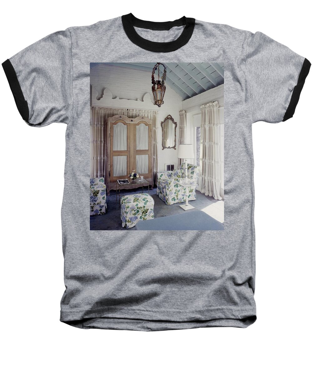 Interior Baseball T-Shirt featuring the photograph A Guest Room At Hickory Hill by Tom Leonard