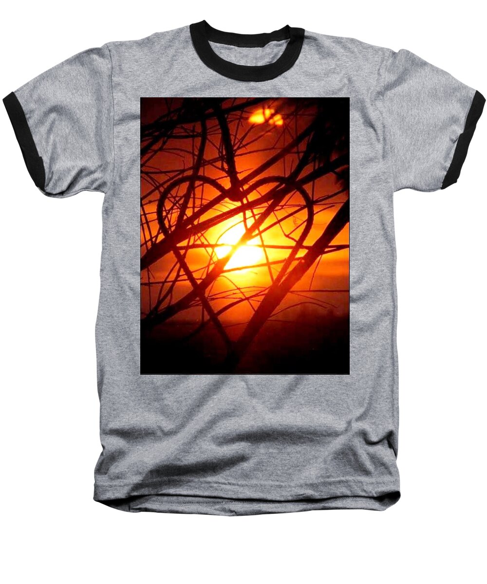 Sunset Baseball T-Shirt featuring the photograph A Heart Filled with Light by Renee Michelle Wenker