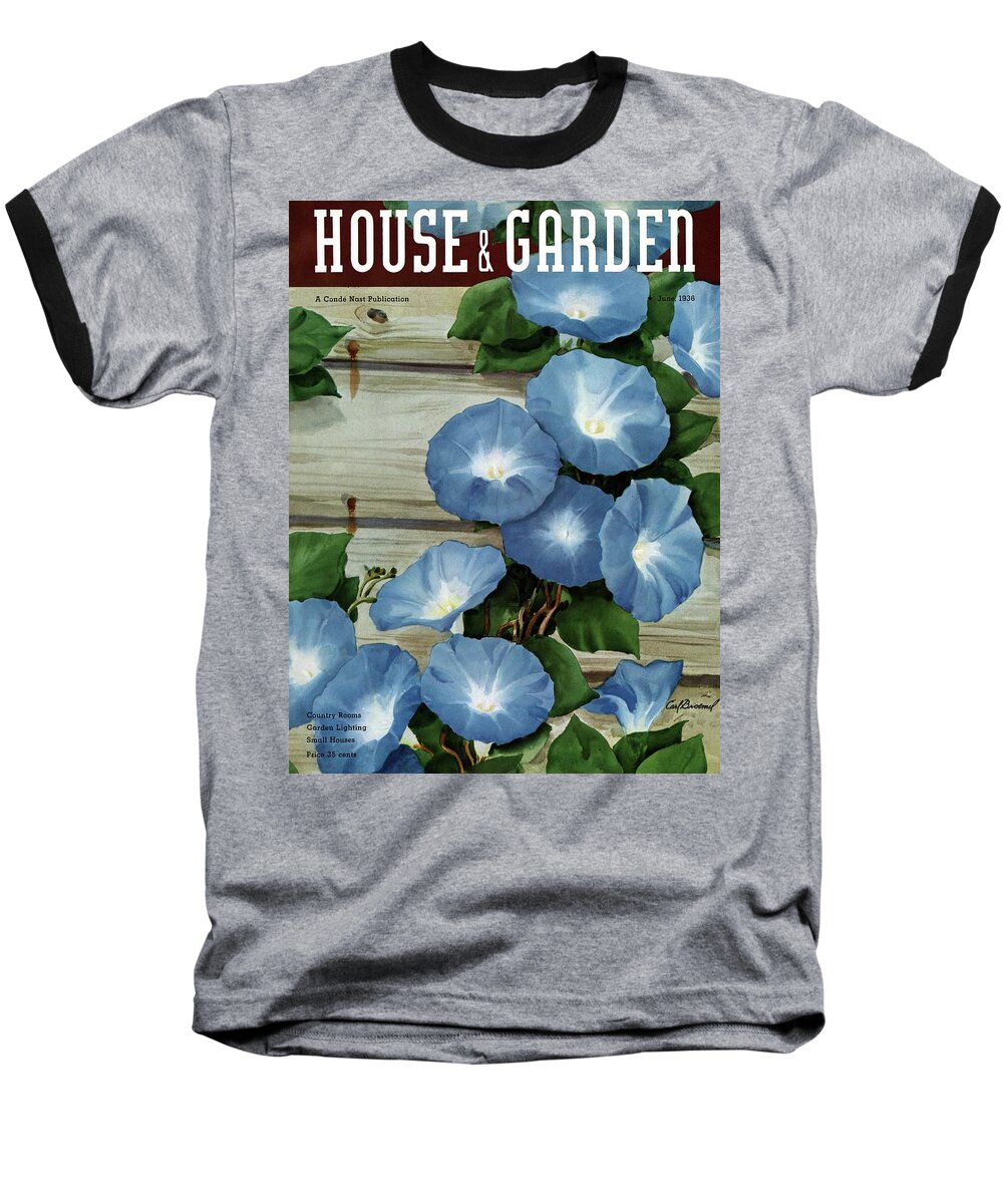 Illustration Baseball T-Shirt featuring the photograph A House And Garden Cover Of Flowers by Carl Broemel
