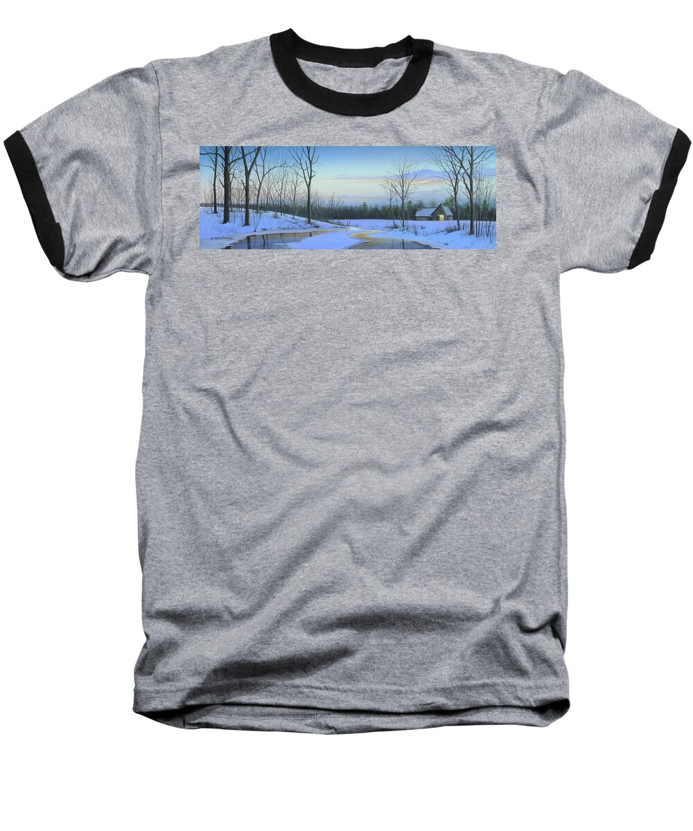 Landscape Baseball T-Shirt featuring the painting A New Dawn by Mike Brown