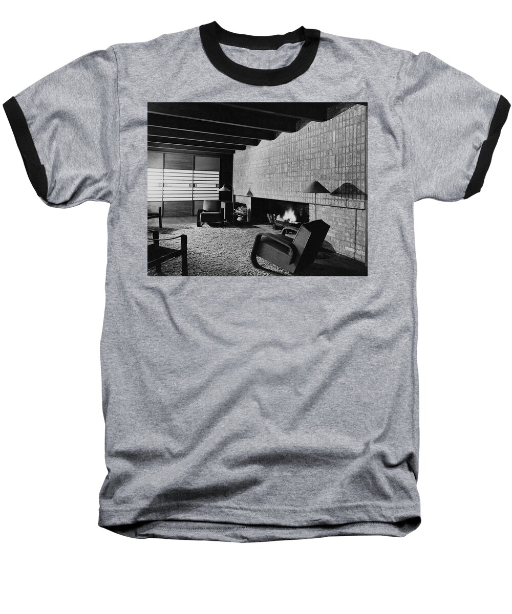 Living Room Baseball T-Shirt featuring the photograph A Rustic Living Room by Hedrich Blessing