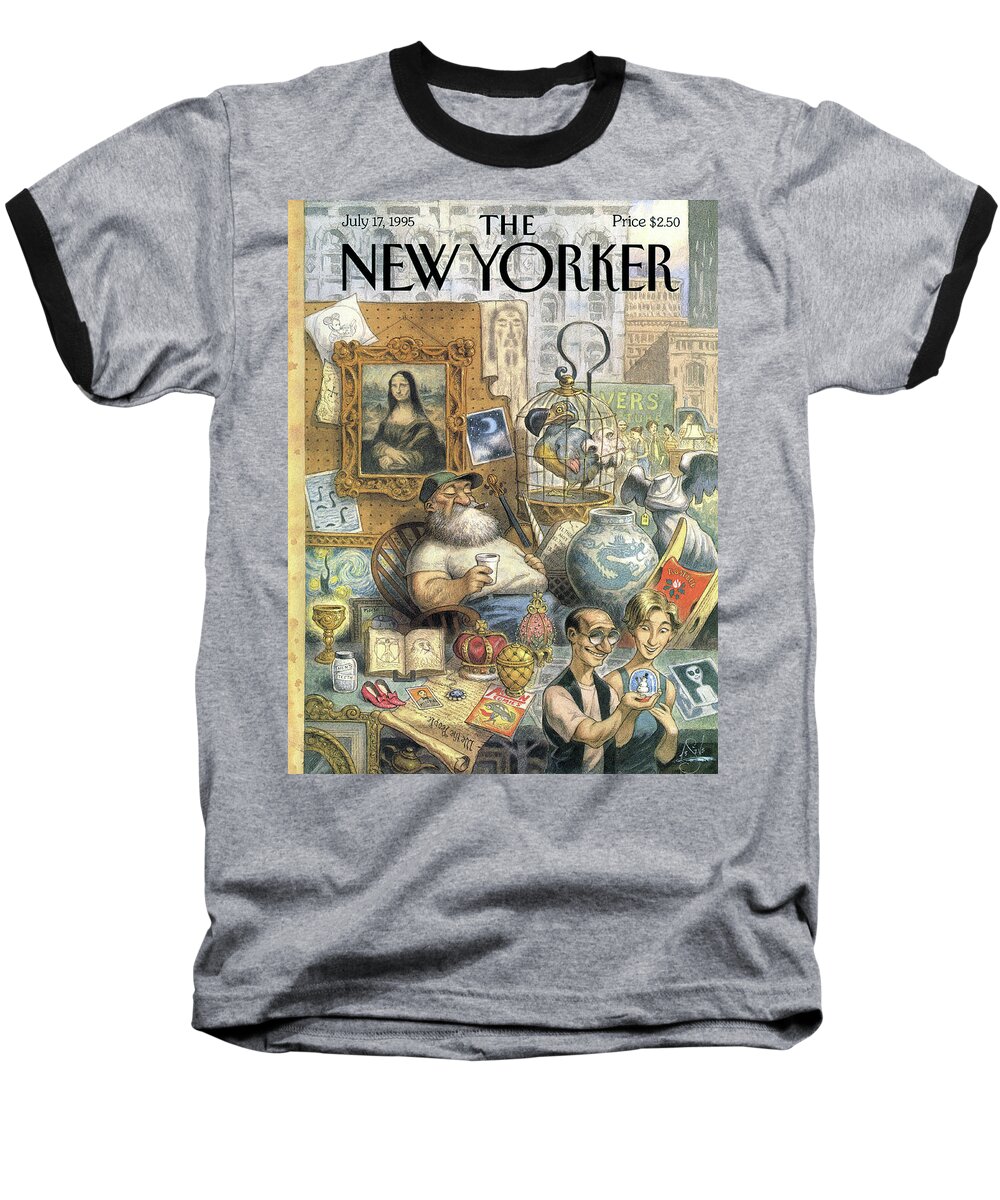 Treasure Baseball T-Shirt featuring the painting A Shopkeeper Sells Odd Items by Peter de Seve