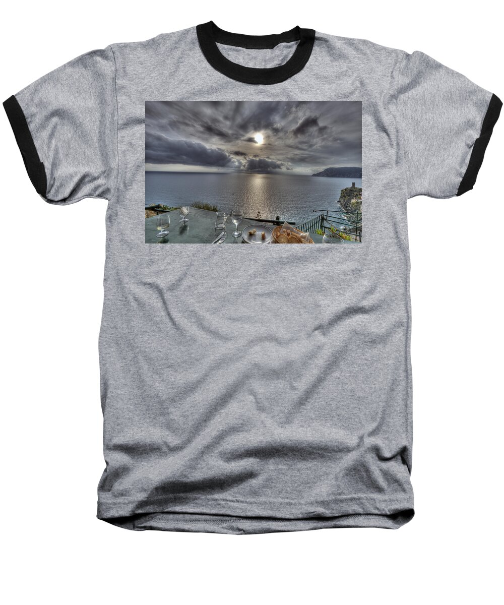 Europe Baseball T-Shirt featuring the photograph A Table with a View by Matt Swinden
