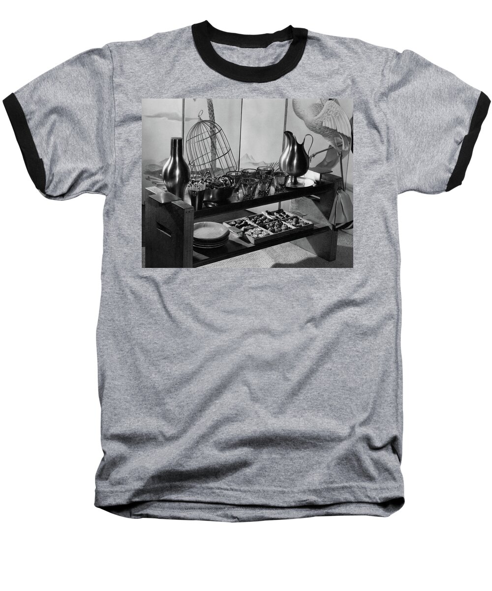 Interior Baseball T-Shirt featuring the photograph A Table With Tableware And Snacks by The 3