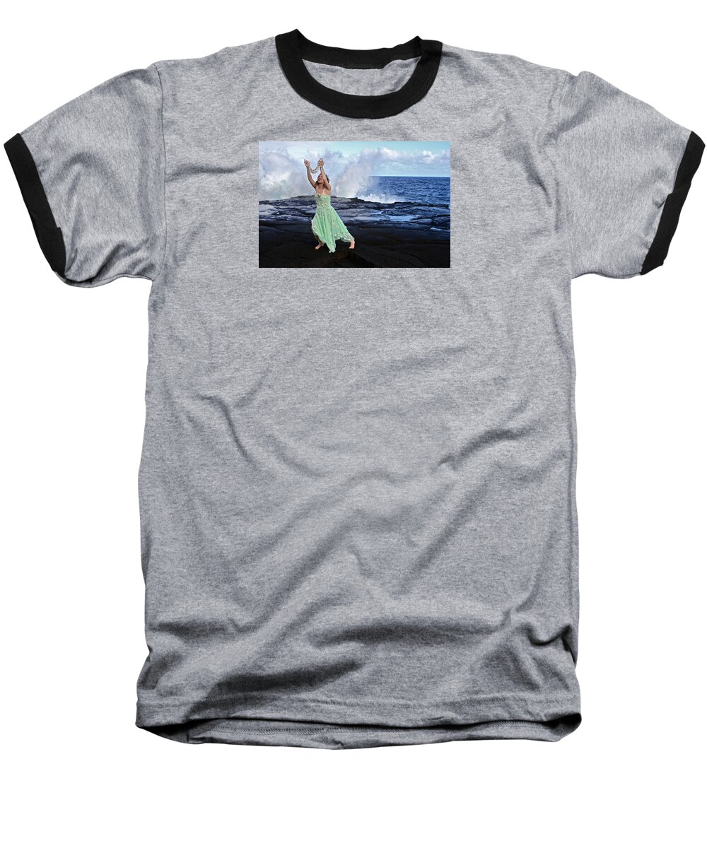 People. Woman Baseball T-Shirt featuring the photograph A Tribute to the Goddess Pele by Venetia Featherstone-Witty