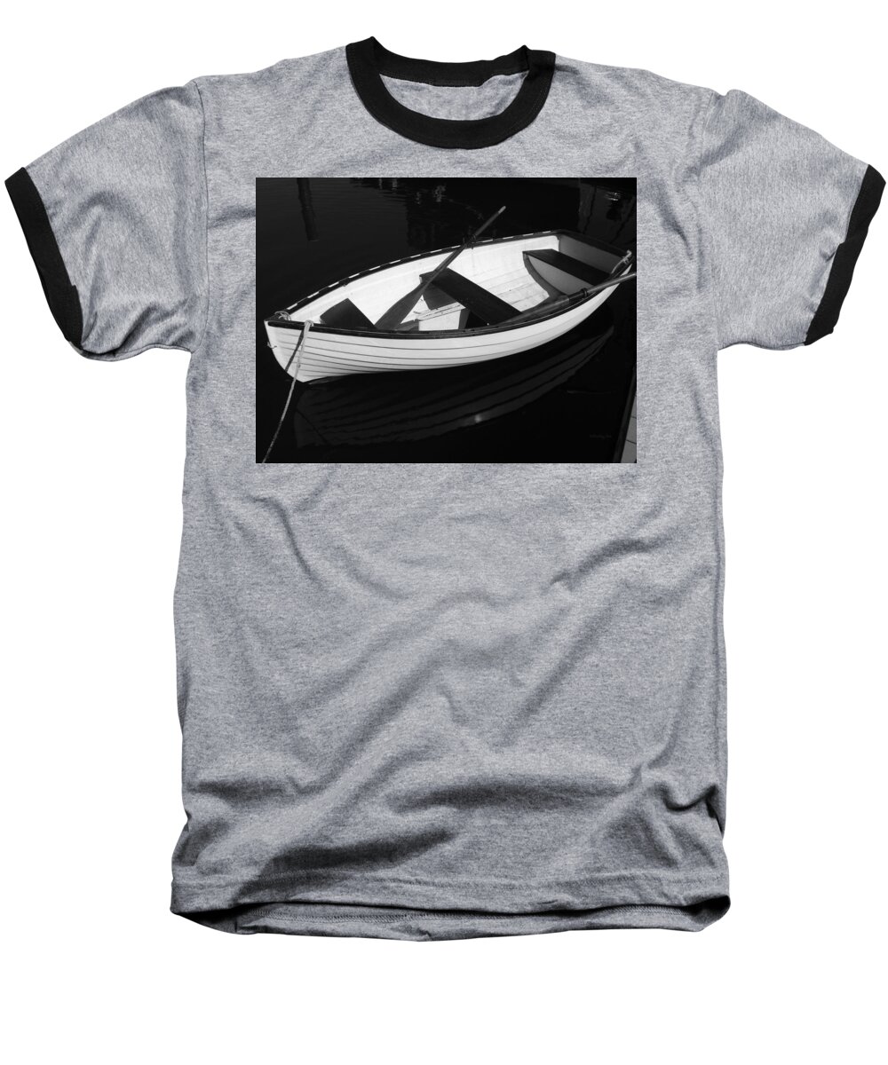 Boats Baseball T-Shirt featuring the photograph A White Rowboat by Xueling Zou