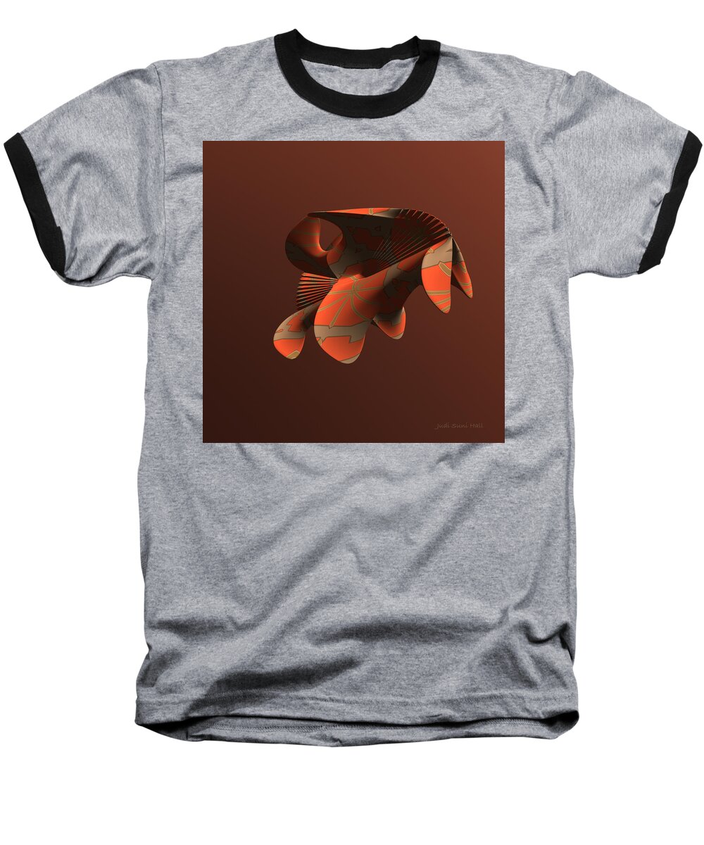 Orange Abstract Baseball T-Shirt featuring the digital art Abstract 351 by Judi Suni Hall