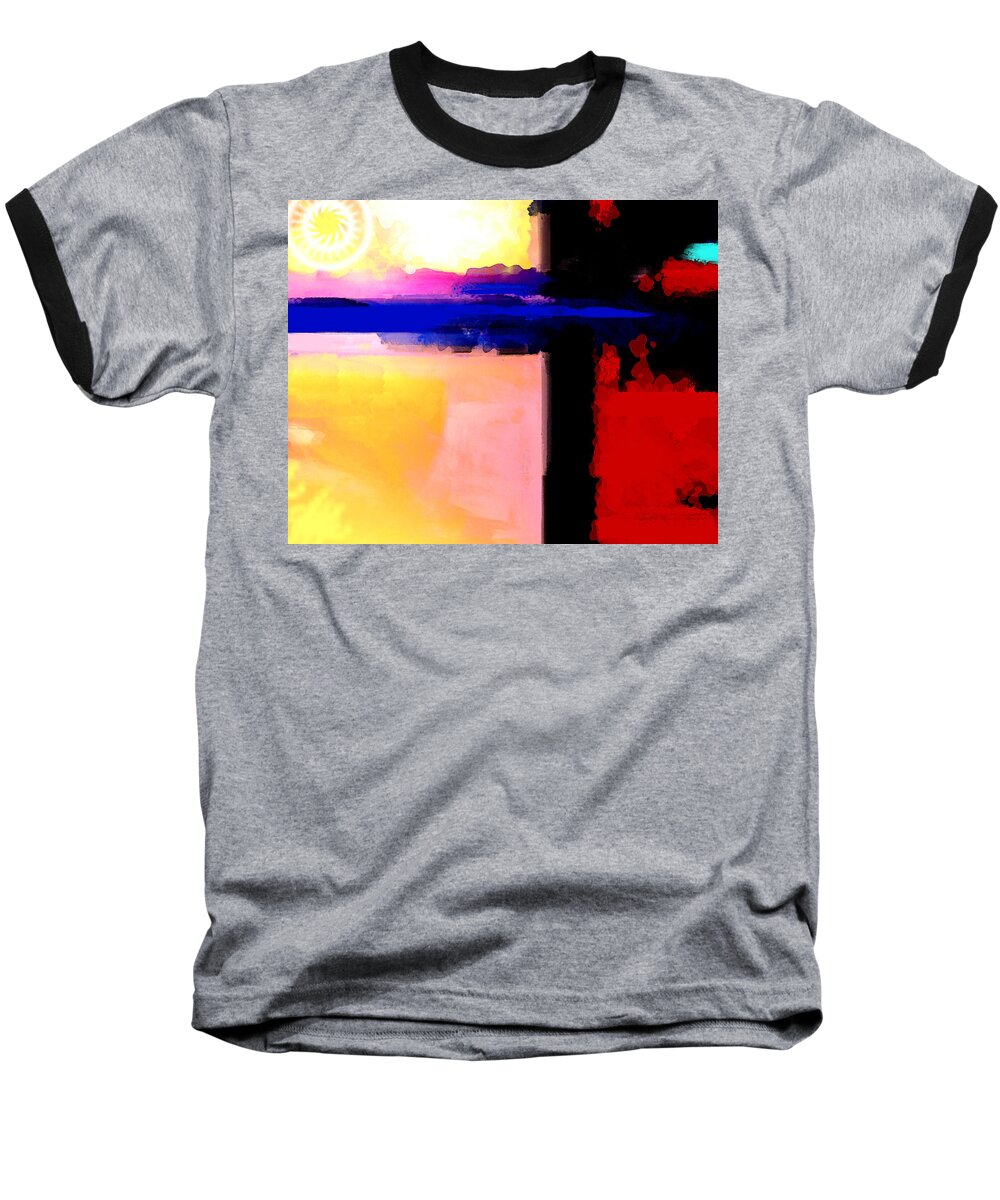 Abstract Art Baseball T-Shirt featuring the painting Abstract Impressions of a Blue Horizon by Karon Melillo DeVega