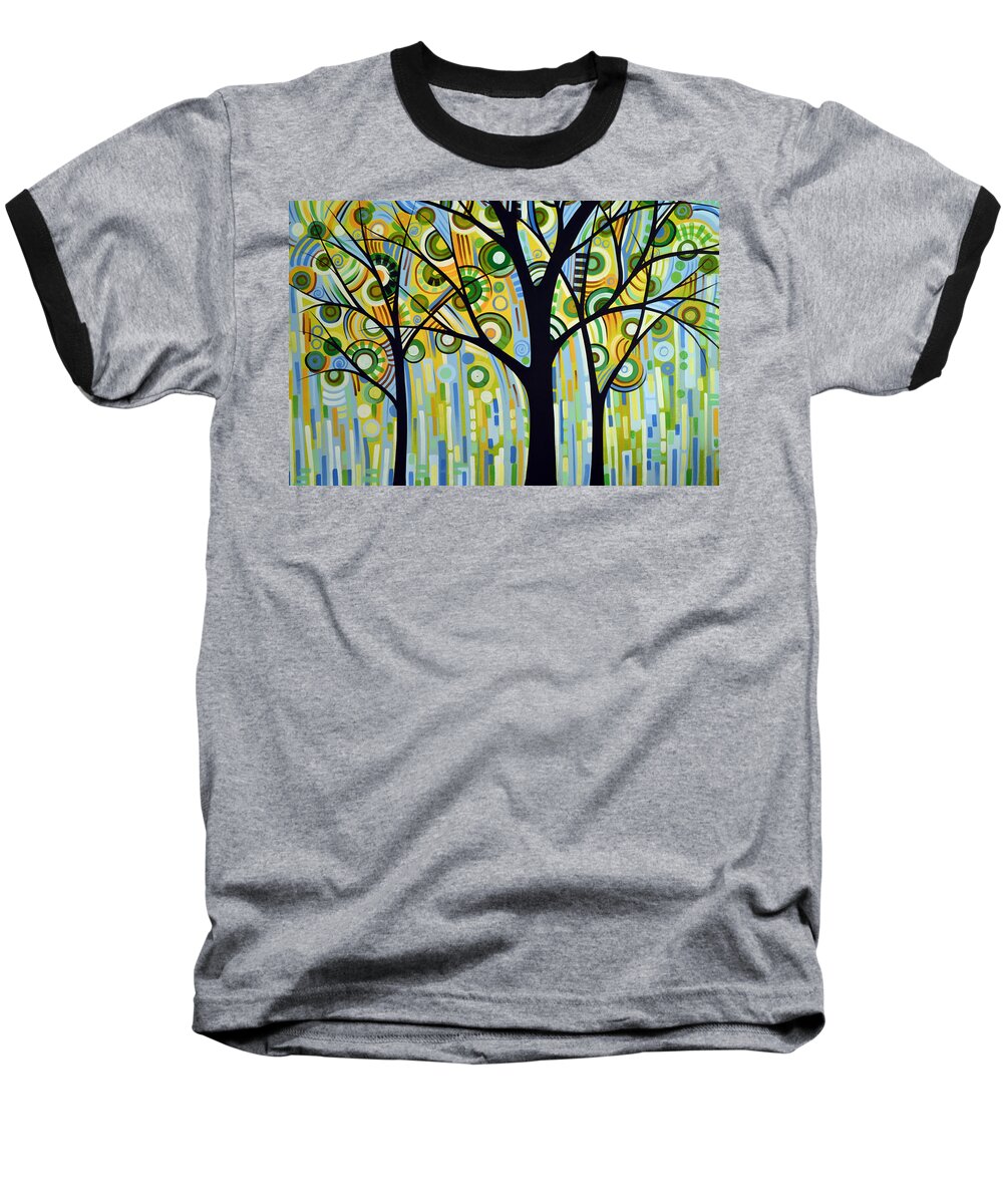 Nature Baseball T-Shirt featuring the painting Abstract Modern Tree Landscape SPRING RAIN by Amy Giacomelli by Amy Giacomelli