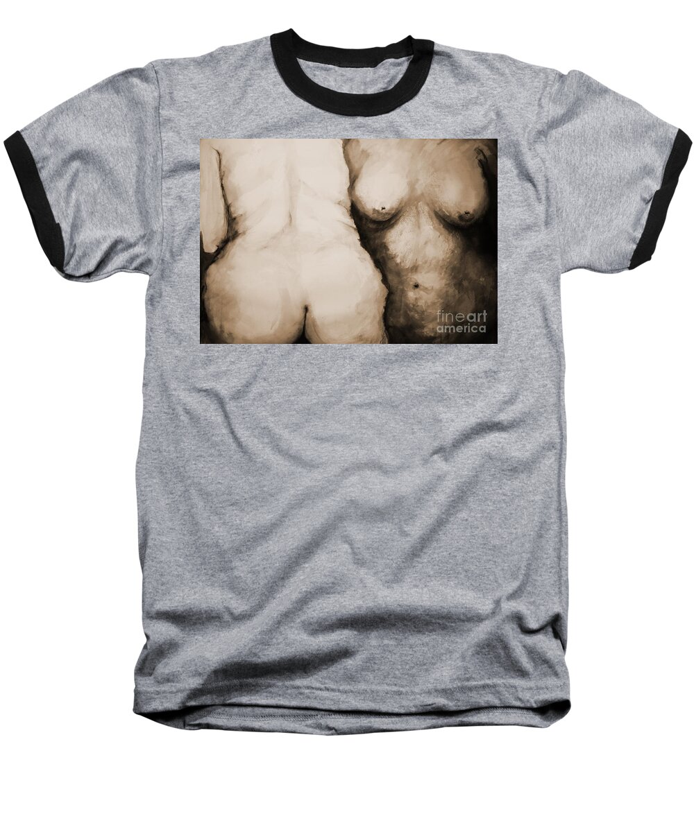Nudes Baseball T-Shirt featuring the painting Acceptance by Rory Siegel
