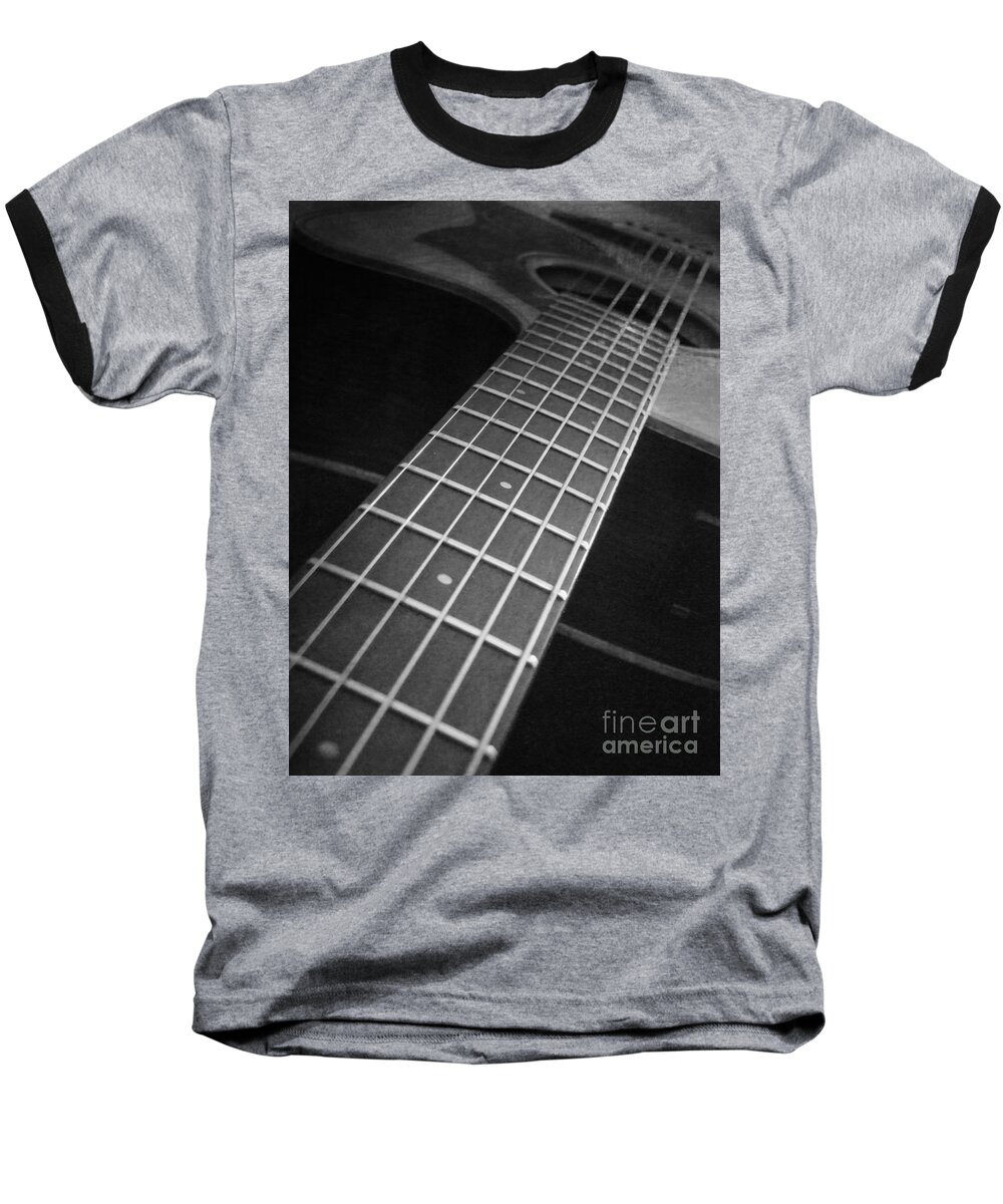 Fretboard Baseball T-Shirt featuring the photograph Acoustic Guitar by Andrea Anderegg
