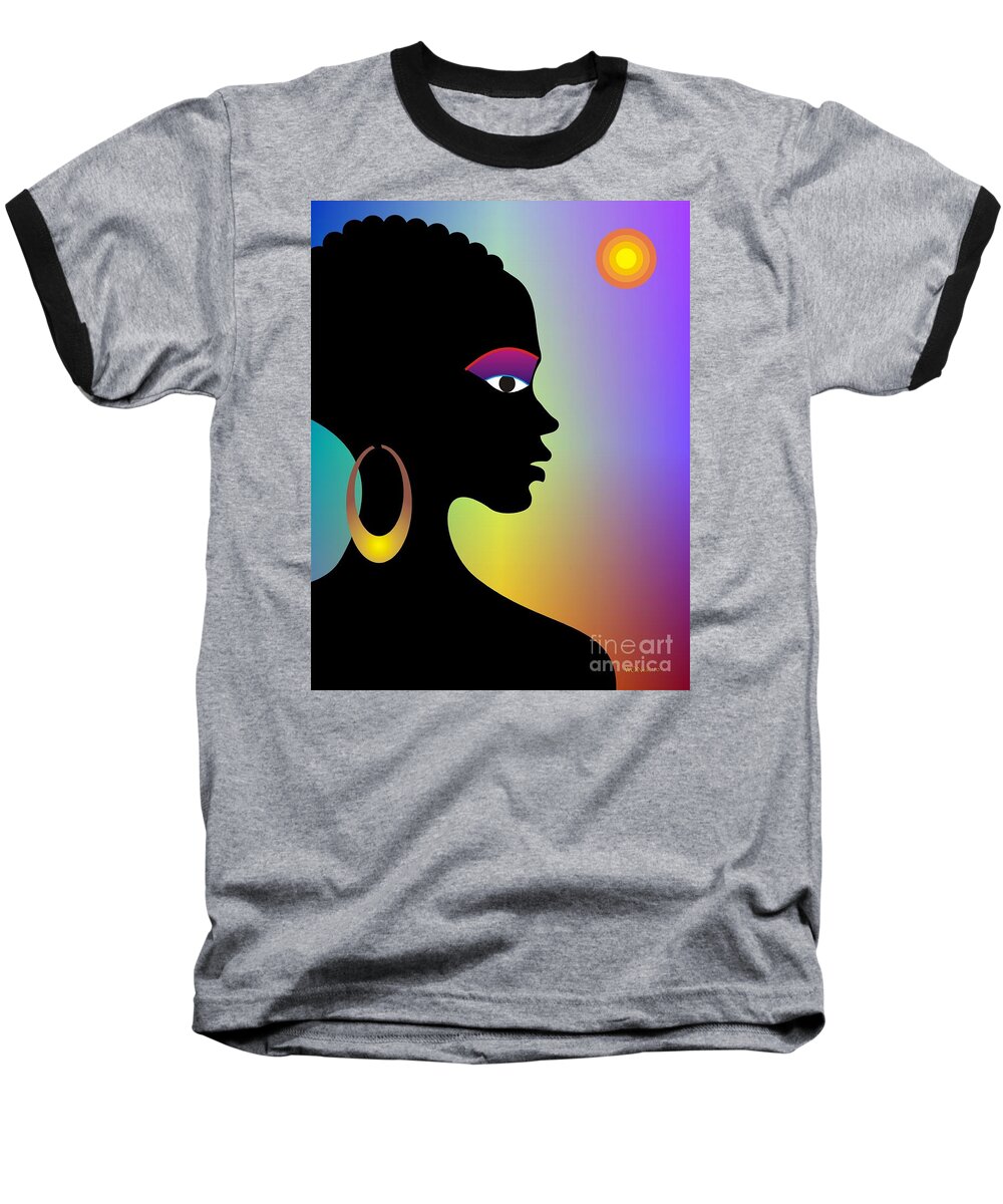 Portraits Baseball T-Shirt featuring the digital art Afroette by Walter Neal