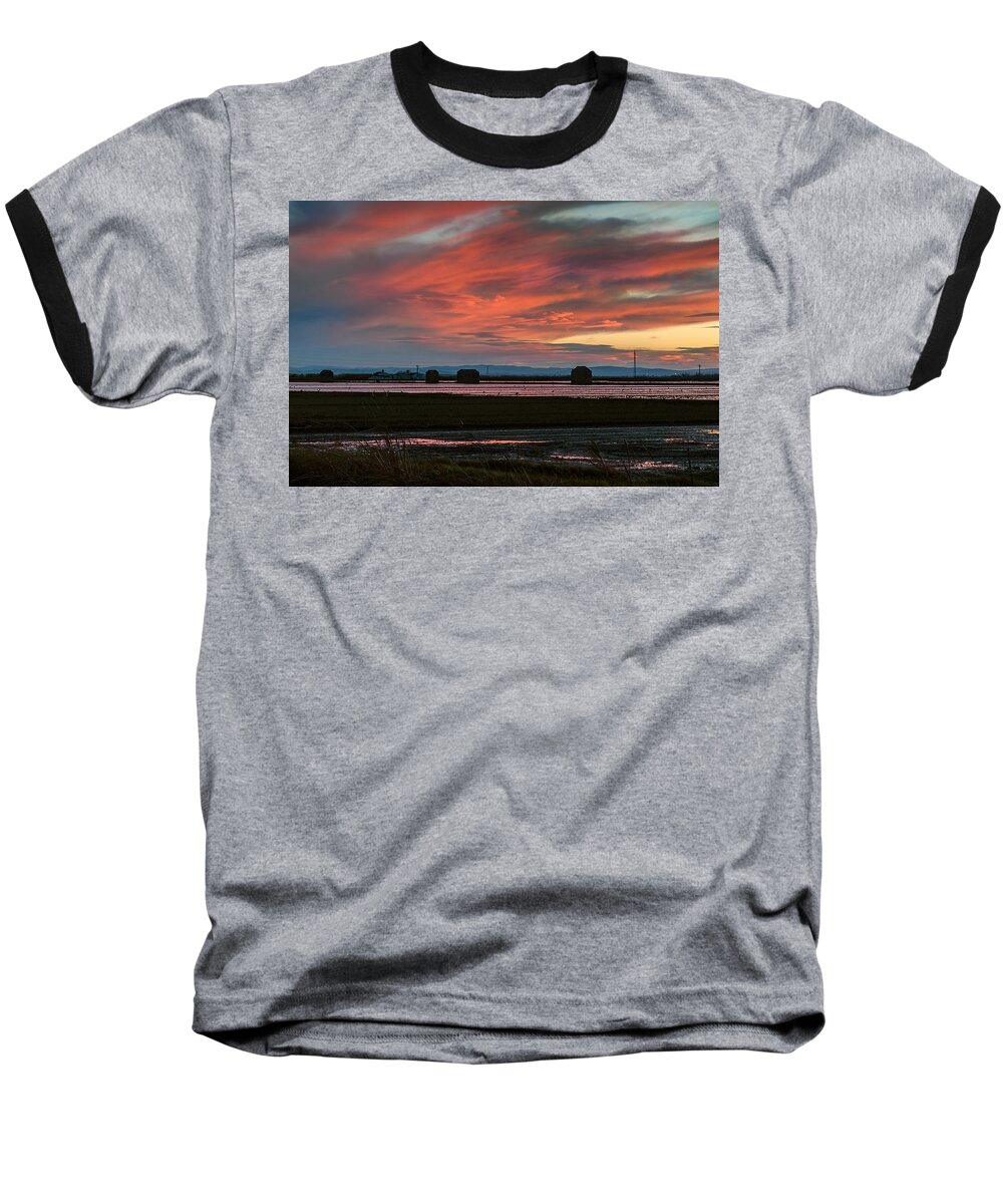 Lagoon Baseball T-Shirt featuring the photograph After the Harvest. Albufera Lagoon by Juan Carlos Ferro Duque