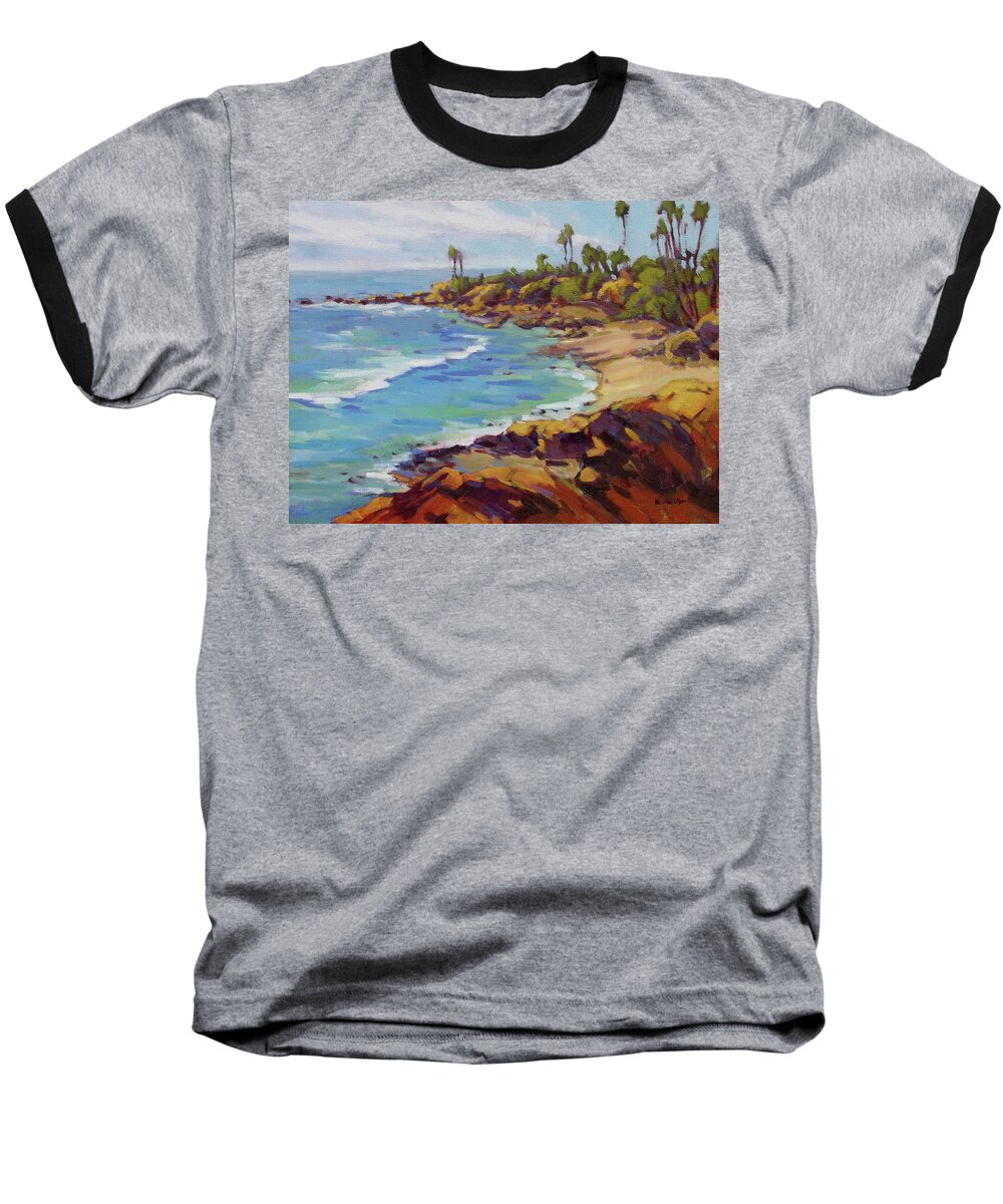 Laguna Beach Baseball T-Shirt featuring the painting Afternoon Glow 2 by Konnie Kim