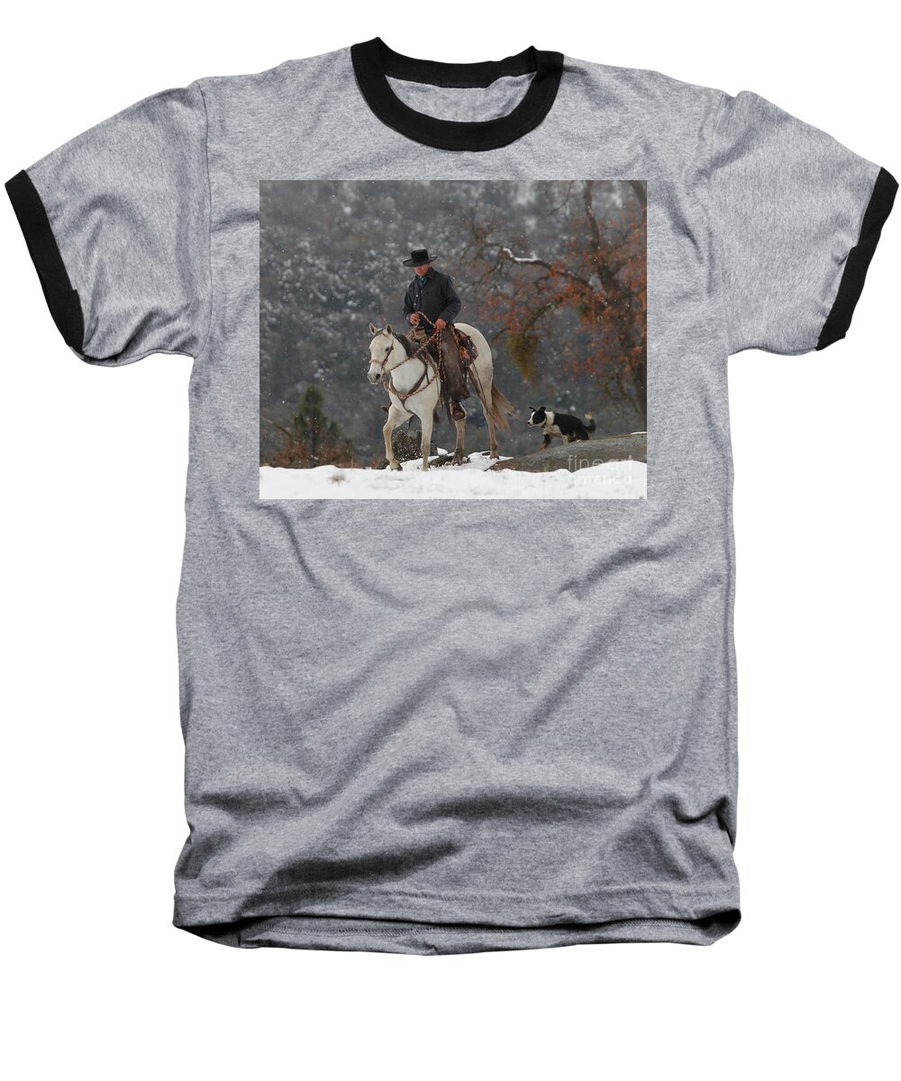 Horse Baseball T-Shirt featuring the photograph Ahwahnee Cowboy by Diane Bohna