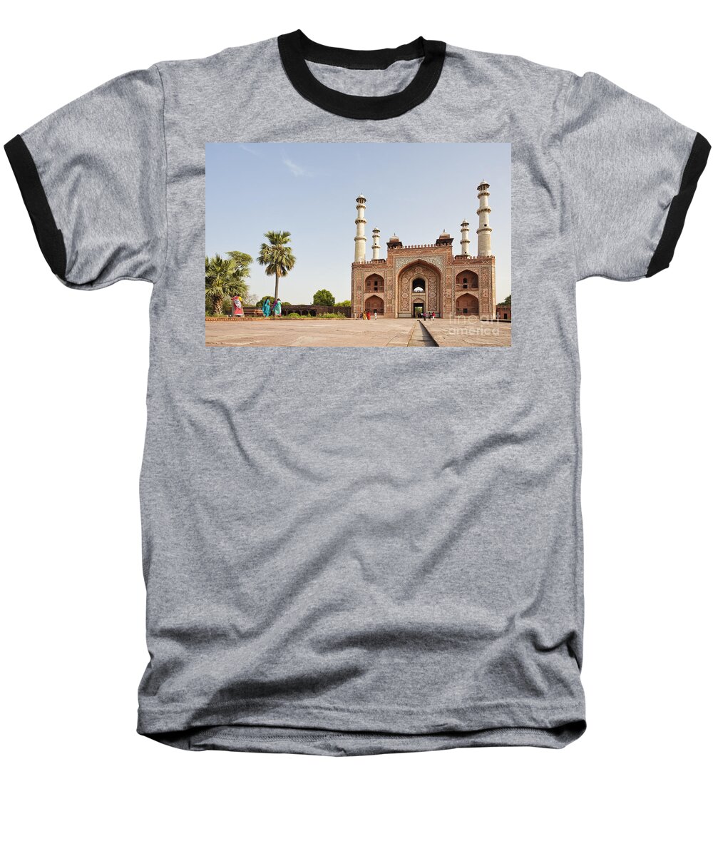 Agra Baseball T-Shirt featuring the photograph Akbar's Tomb in India by Bryan Mullennix