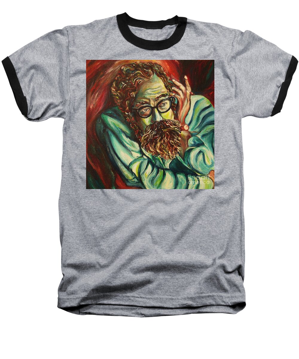 Allen Ginsberg Baseball T-Shirt featuring the painting Alan Ginsberg Poet Philosopher by Carole Spandau