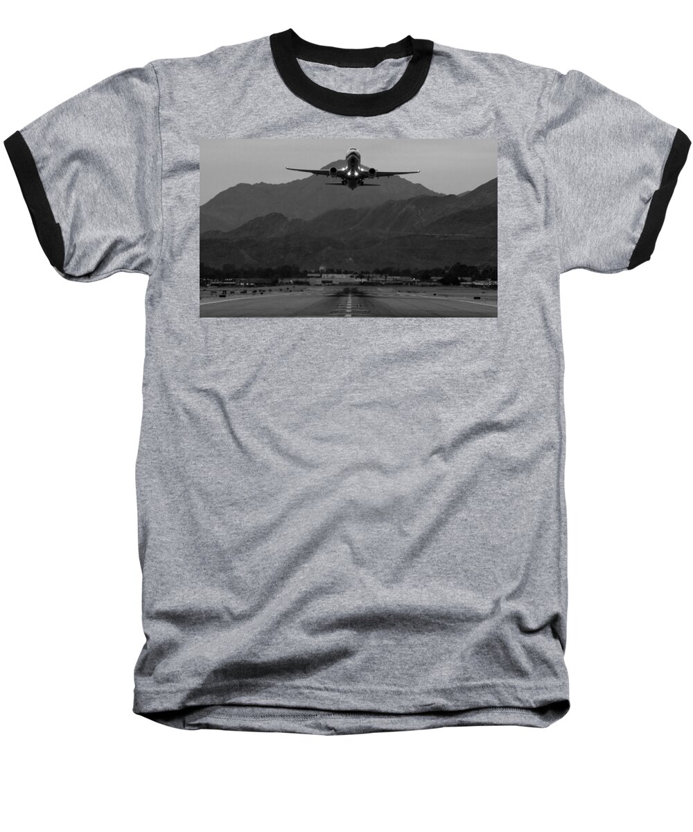 Alaska Airlines Baseball T-Shirt featuring the photograph Alaska Airlines Palm Springs Takeoff by John Daly